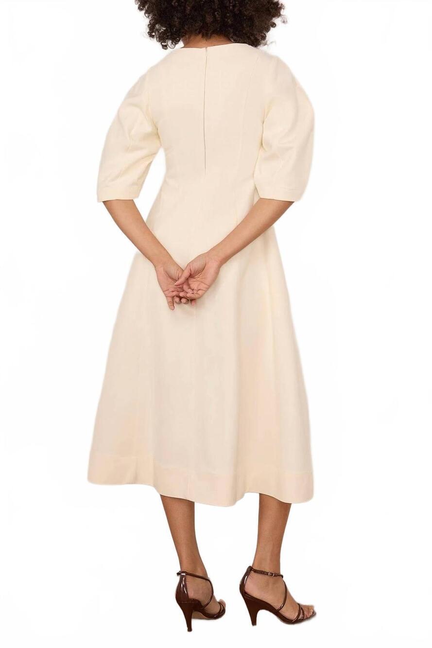 NEW ROHE sculptural waisted midi dress in off white - Picture 3 of 4